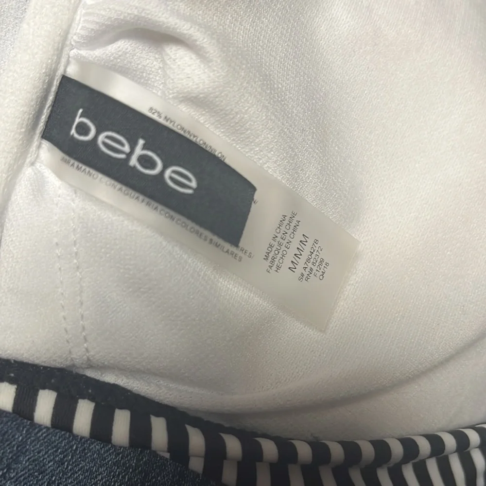 Bebe striped lace up bikini top‎